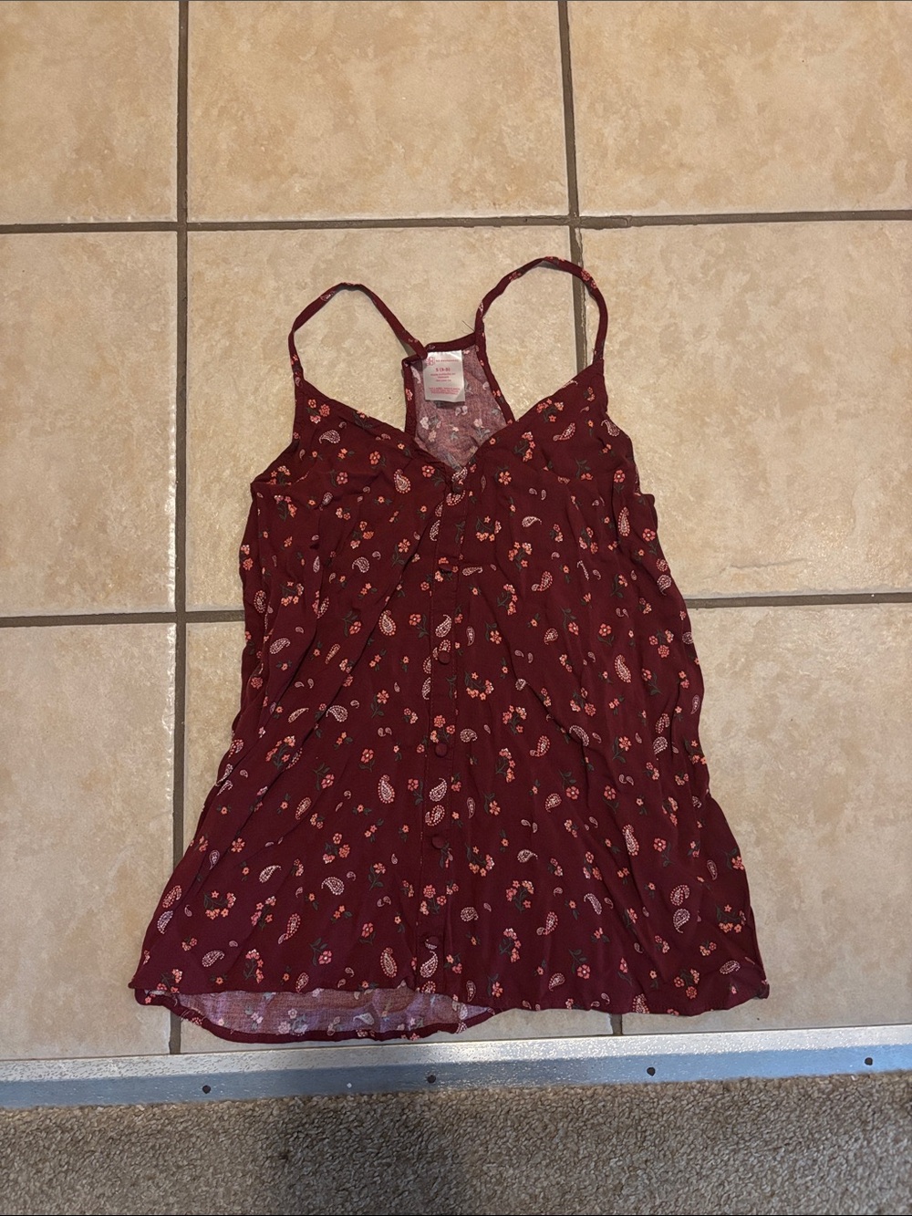 No Boundaries Burgundy Paisley Spaghetti Strap Camisole